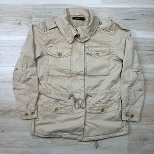 Lauren Ralph Lauren Featherweight Twill Stitched Field Jacket -Tan- Womens Small